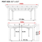 [12X14FT] Alora Luxury Outdoor All-Season Backyard Cedar Wood Gazebo Pergola With Arched Roof And Stakes For Patios (SAK68194)