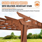 [12X14FT] Alora Luxury Outdoor All-Season Backyard Cedar Wood Gazebo Pergola With Arched Roof And Stakes For Patios (SAK68194)