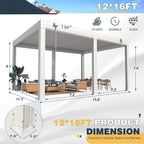 Alora Louvered Aluminum Pergola With Adjustable Roof And Pull-Down Screens (SAK46817)