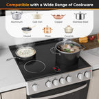 30 Inch Freestanding and Slide-in Kitchen Stove with 4 Burners Ceramic Cooktop-Silver