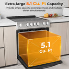 30 Inch Freestanding and Slide-in Kitchen Stove with 4 Burners Ceramic Cooktop-Silver