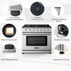 36 Inches Freestanding Natural Gas Range with 6 Burners Cooktop