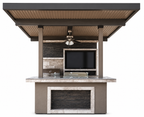 KoKoMo Baja Outdoor Kitchen with 12x12 Patio Cover – Complete Modular BBQ Island with Grill, Fridge & Bar Seating