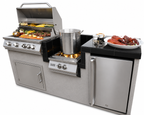 KoKoMo BBQ Island - 7'6" Outdoor Kitchen with 4-Burner Grill, Wok Burner & Refrigerator