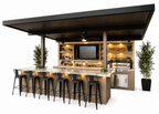 KoKoMo Outdoor Kitchen Pavilion – 20'x20' Luxury BBQ Island with 70" TV, Bar, Grill, Kegerator & More